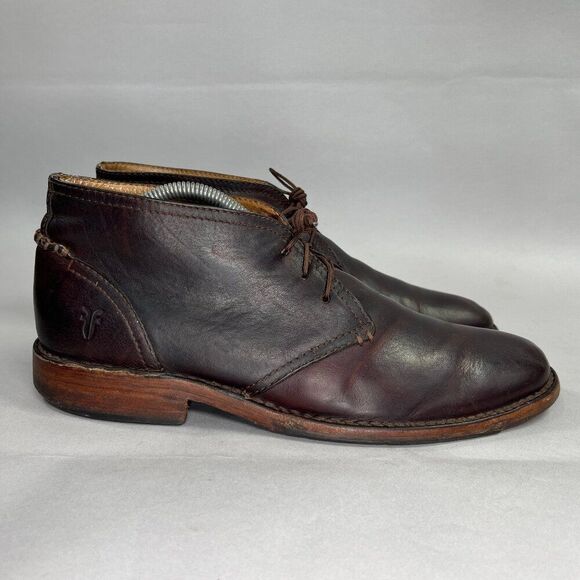 Frye Oliver Boots Men's Size 9D Brown Leather Lace Up Casual Chukka Boots - Picture 1 of 12